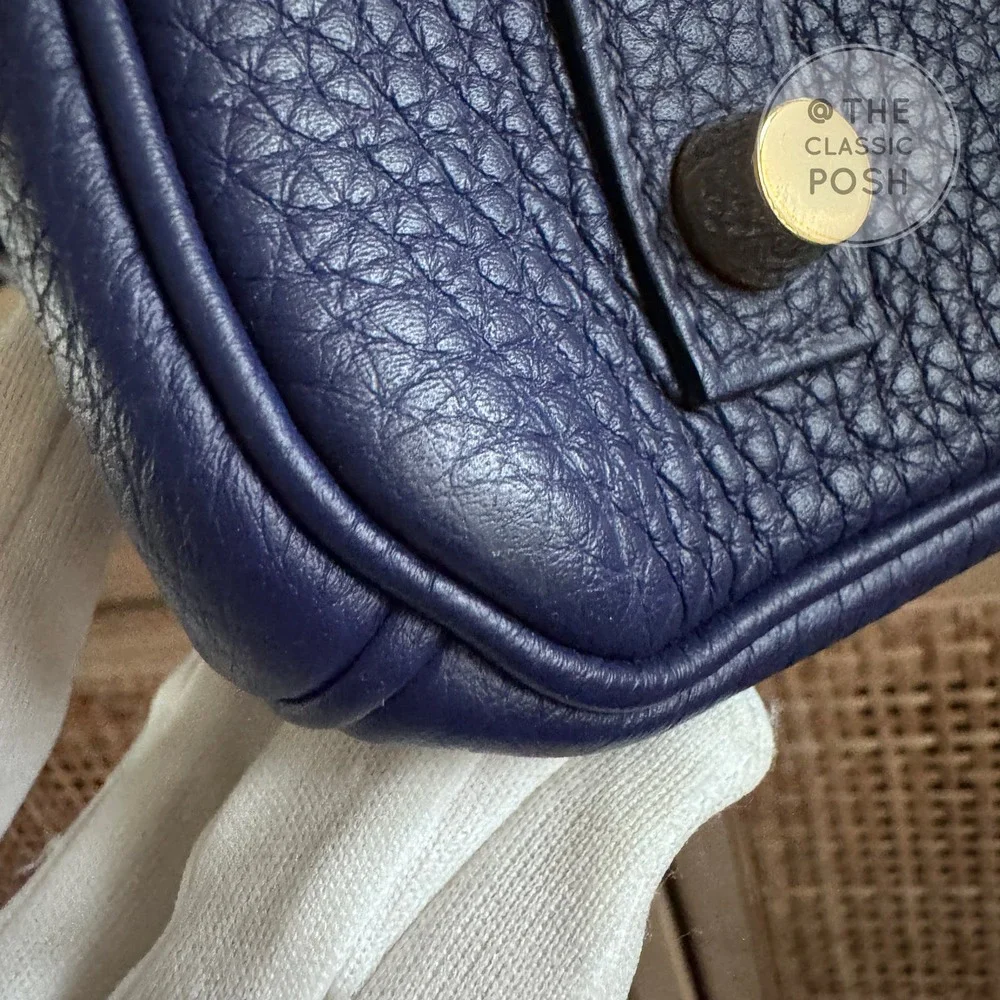 EUC Hermes Birkin 30 Epsom Blue Nuit Gold HW Tote Bag C Stamp 2018 - Picture 11 of 14